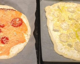 Pizzas saumon et fromage